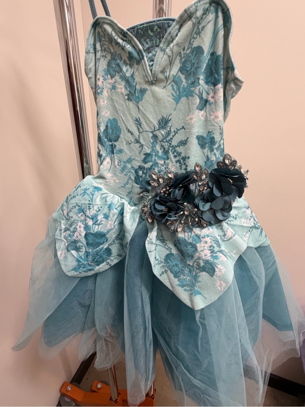 Weissman Teal Floral Tulle Fairy Costume Dress